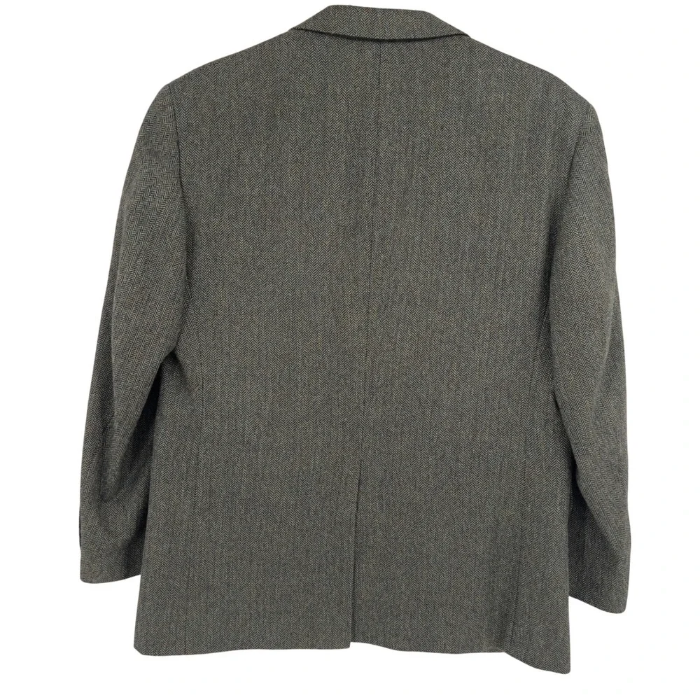 Jos. A. Bank Mens 42S Blazer Olive Green Herringbone 100% Wool Sport Coat